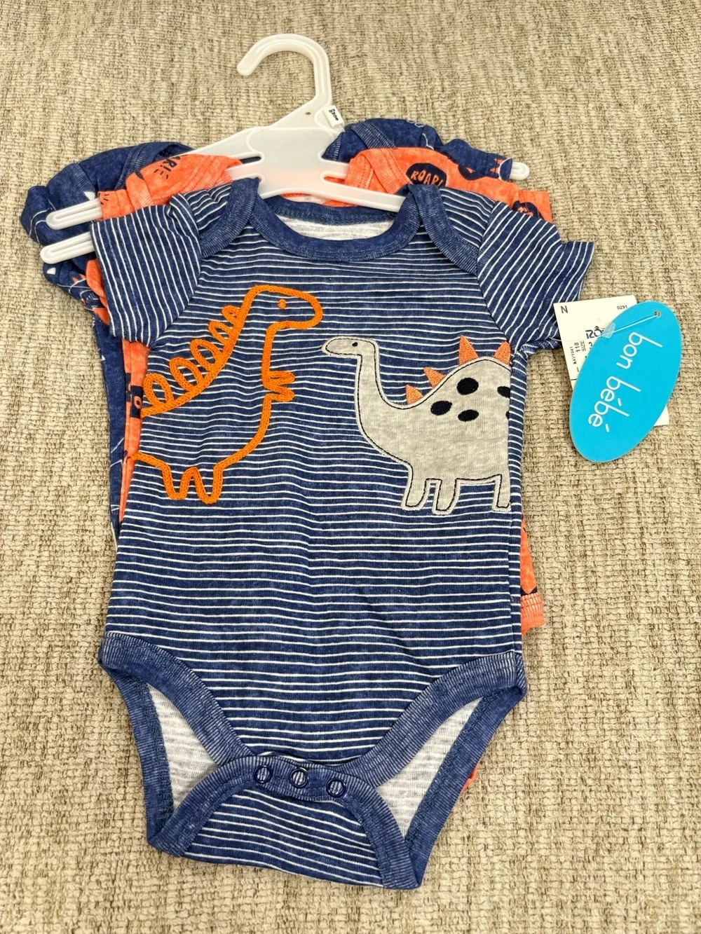 Carter's Baby One-Piece Set - Orange & Navy Dino Prints